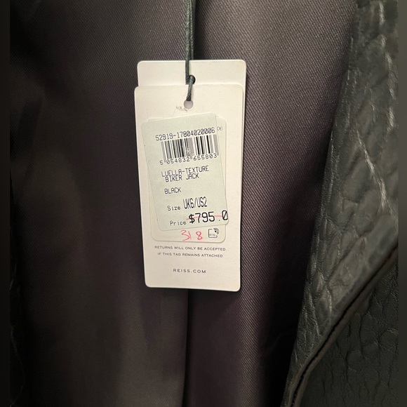 Reiss Luella Texture Leather Biker Jacket. Size 2 - Picture 4 of 14